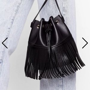 NastyGal Fringe Bucket Bag